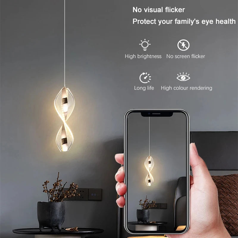 Modern Acrylic Geometric Pendant Light for Living Room Bedroom Kitchen Hanging Lamp