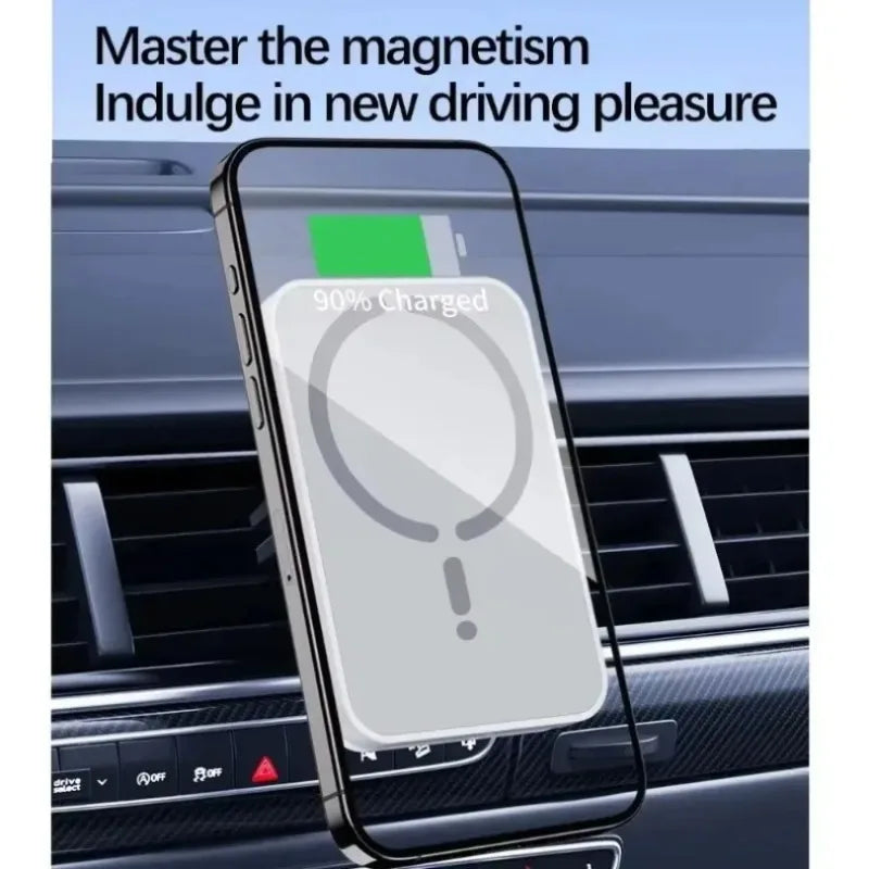 Magnetic Wireless Car Charger with Air Vent Mount for iPhone 12-17 - Fast Charging & Adjustable View