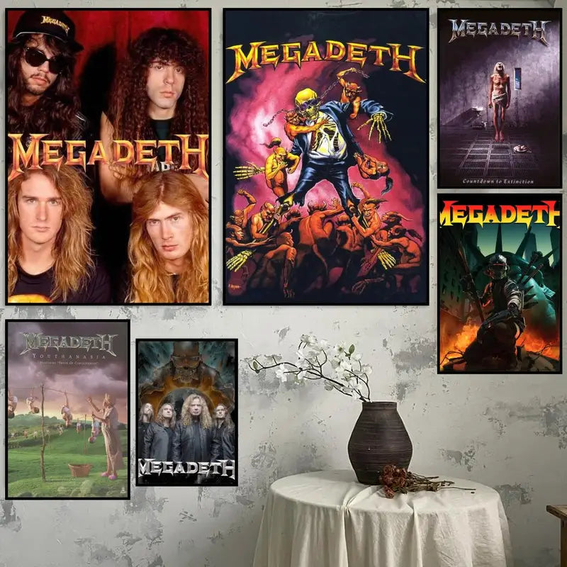 Music Band Canvas Wall Art Decor - Megadeth Calligraphy Poster for Home & Office