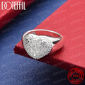 Unisex Heart Shape AAA Crystal Sterling Silver Ring - Engagement Wedding Jewelry