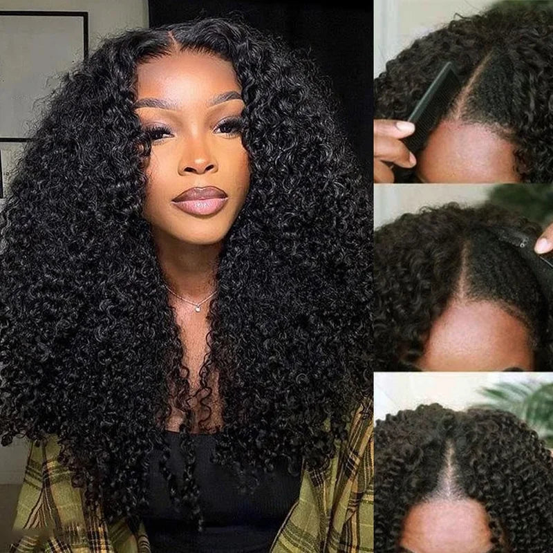 High Density Curly Water Wave Human Hair Wig 30-32 Inch Ready To Wear