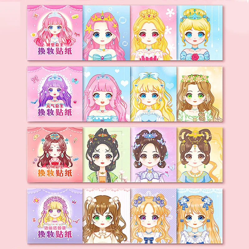 Reusable Cartoon Princess Sticker Set for Kids Creative Crafts & Face Making