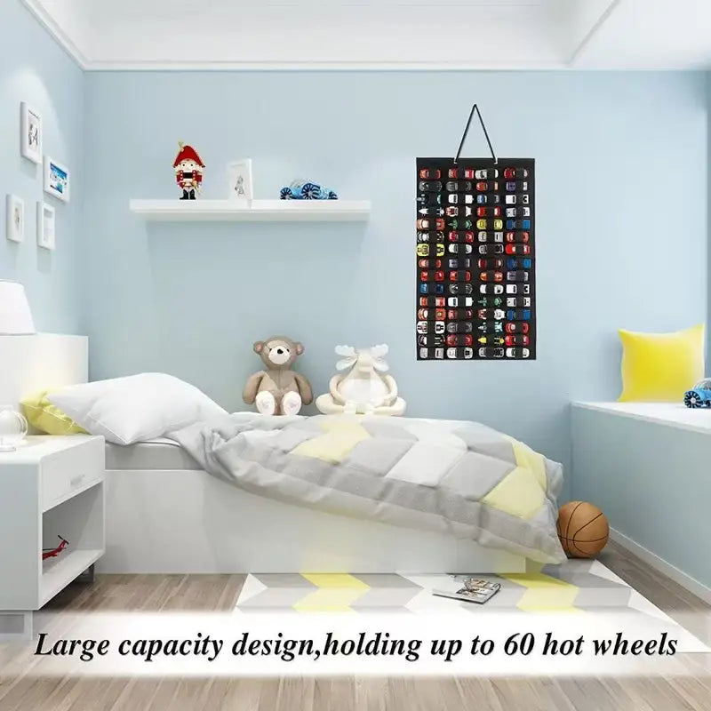 Large Capacity Hanging Toy Storage Organizer Wall Mount for Hot Wheels & Matchbox Cars