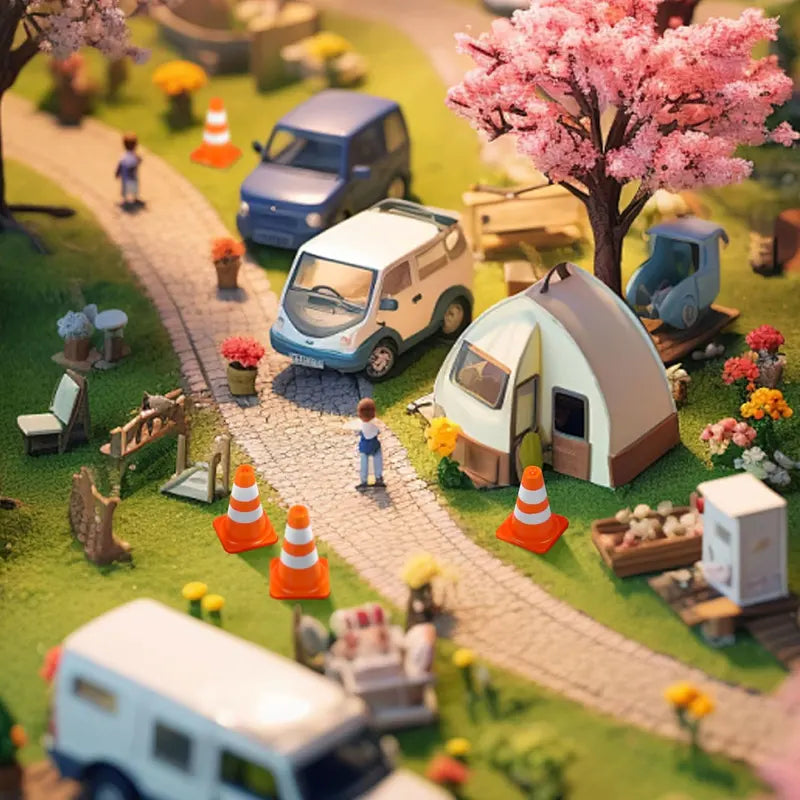 Mini Traffic Cones ABS Plastic Road Safety Props for Scene Layout & Play