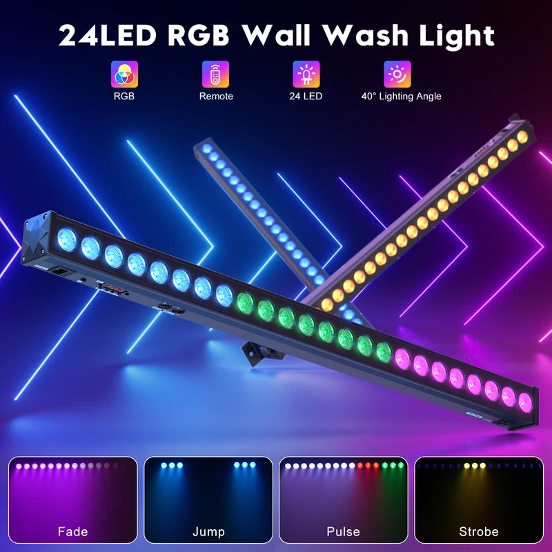 RGB LED Wall Wash Light Bar 60W with DMX512 Remote for Stage DJ Wedding
