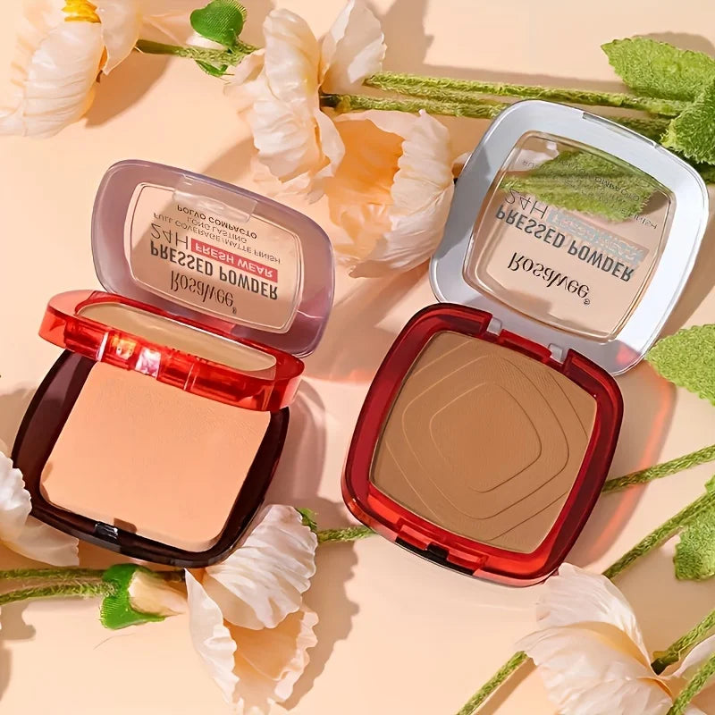 Matte Full Coverage Face Powder Foundation with Puff Applicator - 24H Oil Control & Natural Finish