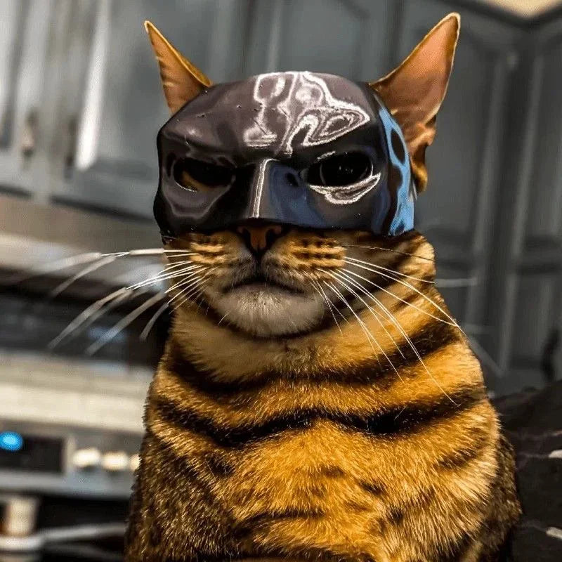 Cat Avenger Mask Bat Cosplay Hat 3D Printed Pet Costume Accessory