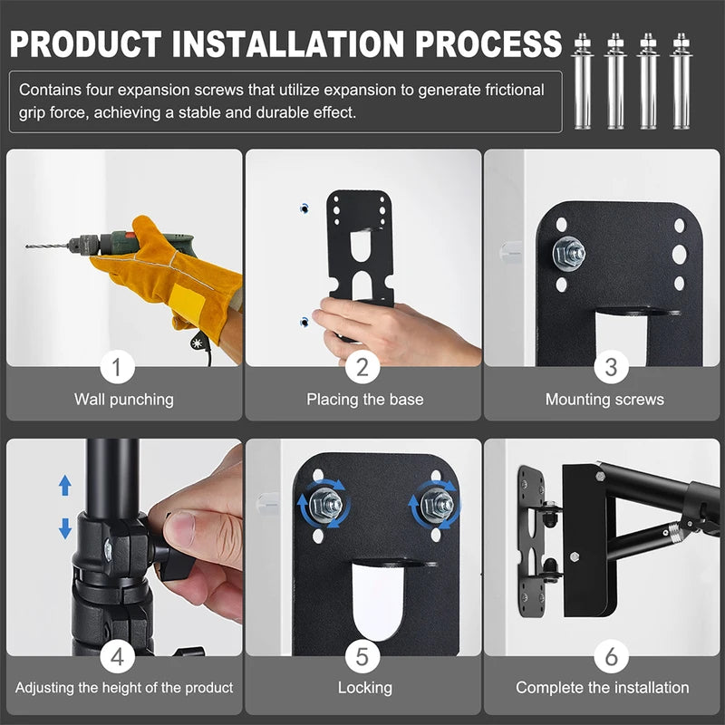 Studio Light Wall Mount Arm for Photography & Live Streaming - Adjustable & Durable