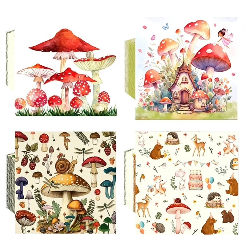 Enchanted Forest Mushroom Paper Napkins for Parties and Celebrations