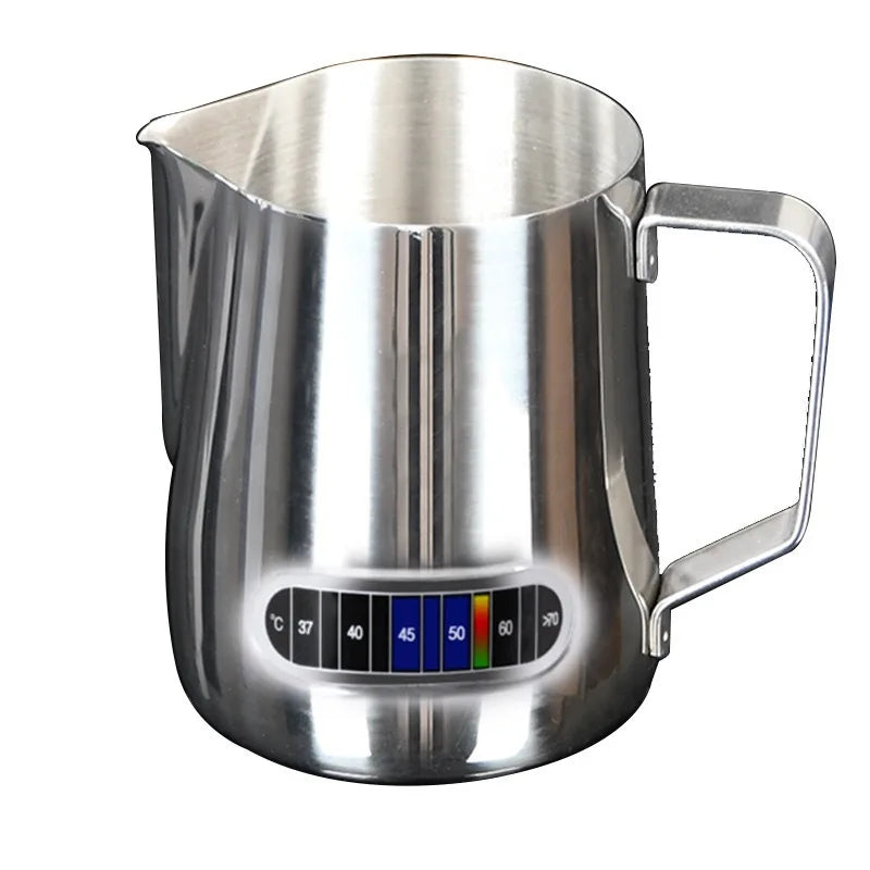 Stainless Steel Milk Frothing Pitcher with Temperature Display - Barista Latte Art Jug