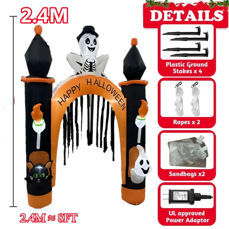 Halloween Inflatable Arch with LED Lights - Outdoor Indoor Garden Party Decor