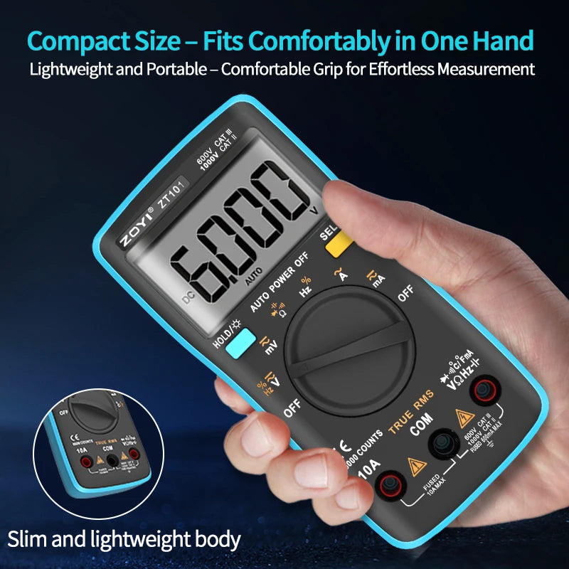 Digital Multimeter with Auto-Ranging & Anti-Burn Protection for Electrical Repair - Model ZT-101