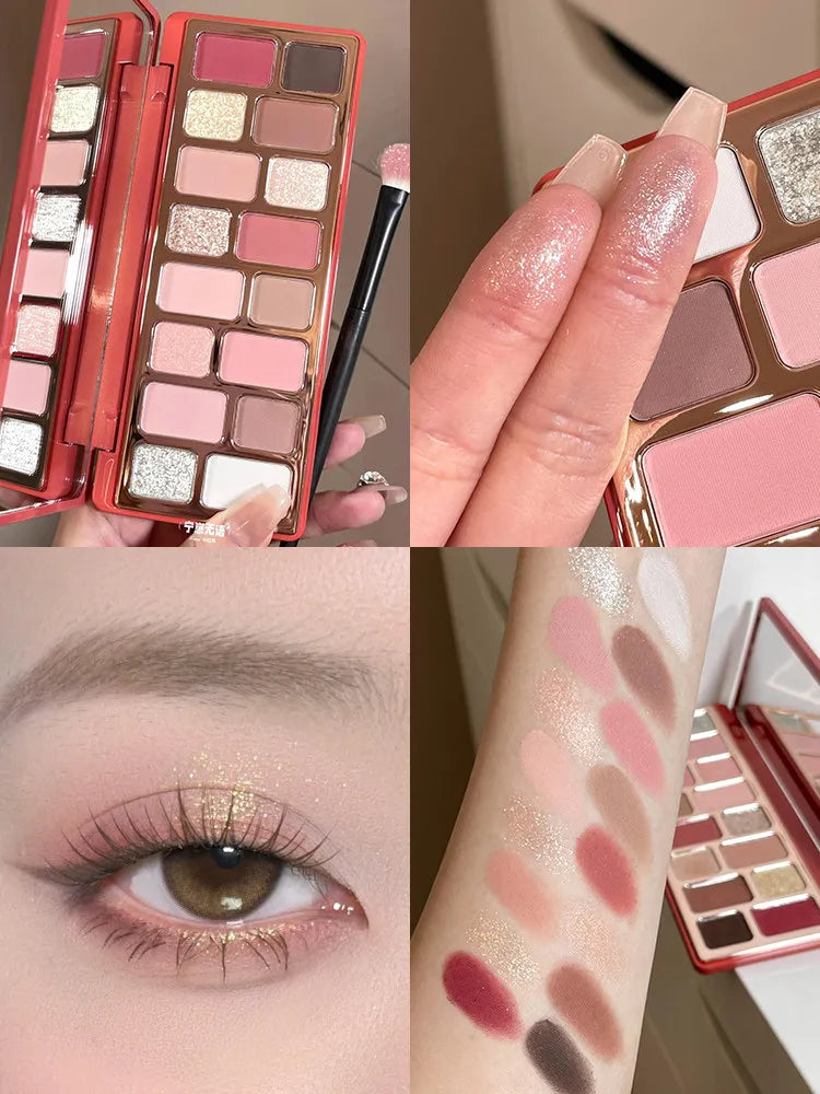 Colorful Eye Shadow Palette with 16 Shades - Matte & Pearl Finishes for Smoky & Daylook Makeup