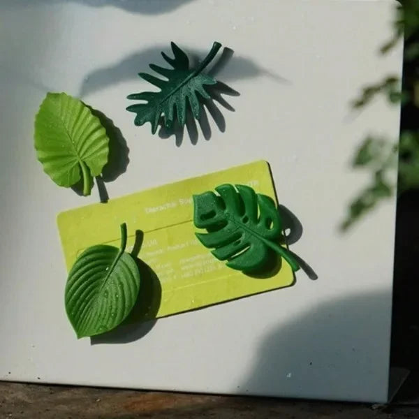 3D Plant Leaves Refrigerator Magnets Set - Decorative ABS Magnetic Patches for Whiteboards & Kitchen