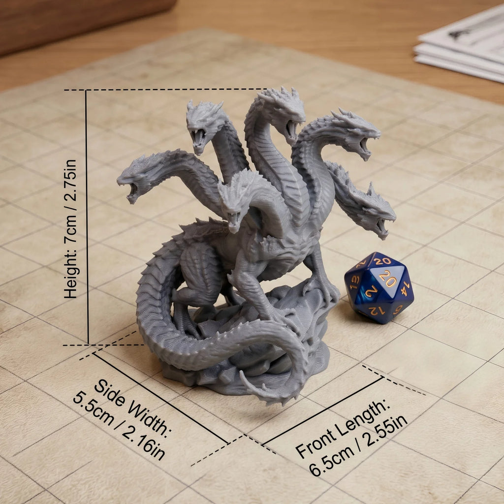 Unpainted Hydra Miniature Figure for D&D Wargaming - Tabletop Monster Model