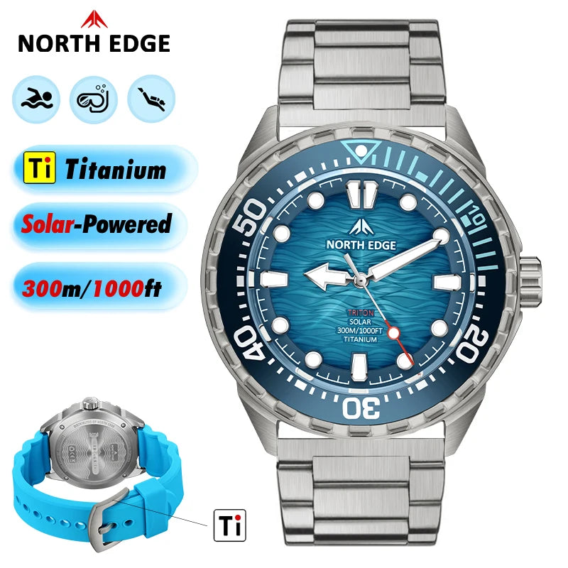 Luxury Titanium Solar-Powered Diving Watch 300M Waterproof Men’s Quartz Watch