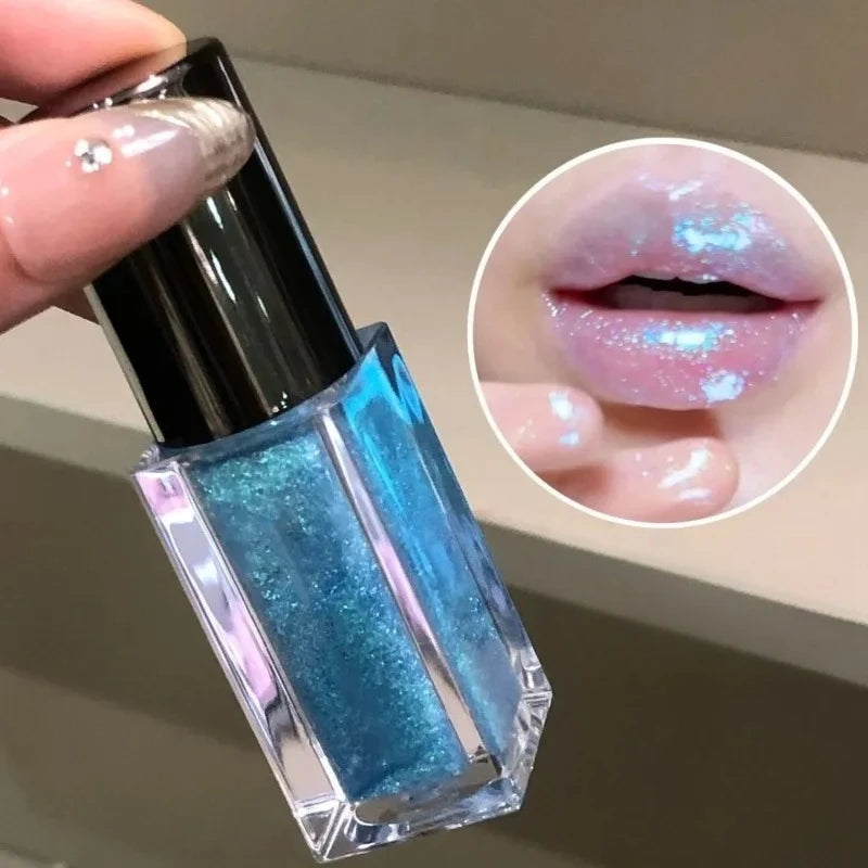 Multichrome Lip Gloss with Glitter & Mirror Effect - Sparkling 3D Lip Shine