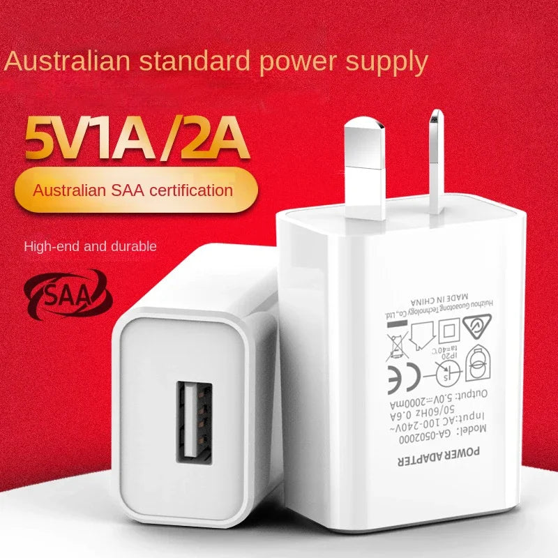 Australian Travel Wall Charger Adapter 5V 1A/2A SAA Certified Mini USB Power Plug