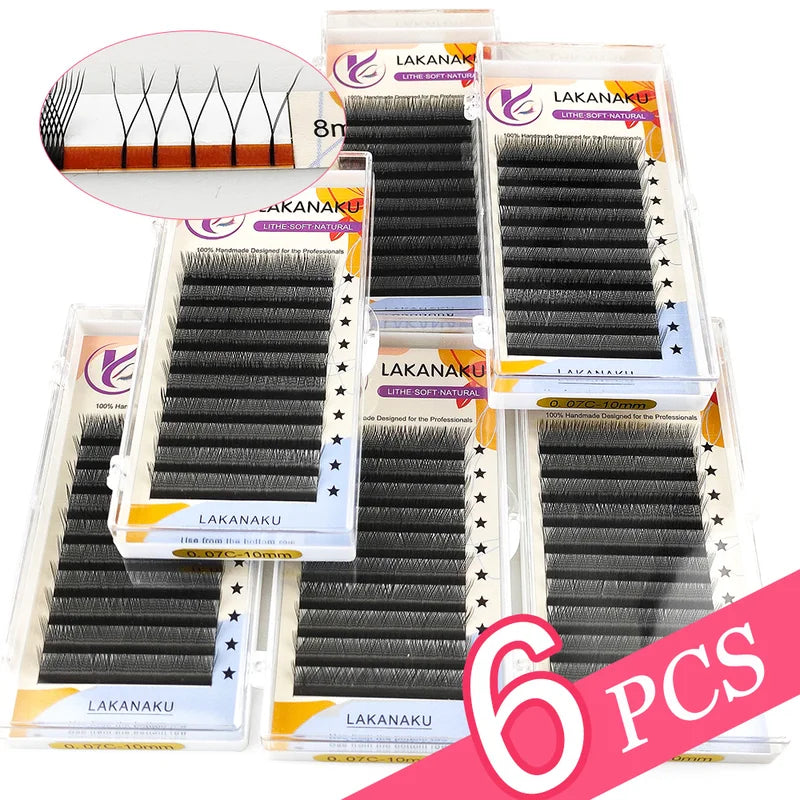 Eyelash Extensions 6 Trays YY Lashes Premade Fans D C Curl Mixed Lengths 8-15mm