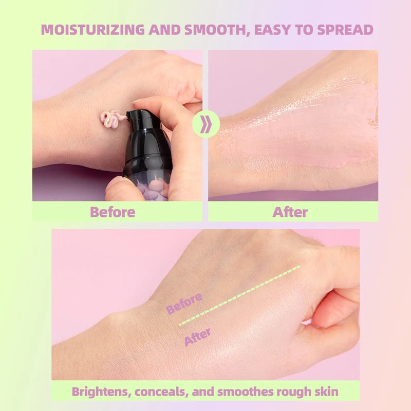 Tri-Color Makeup Primer & Concealer Cream - Brighten, Contour, SPF Waterproof Base