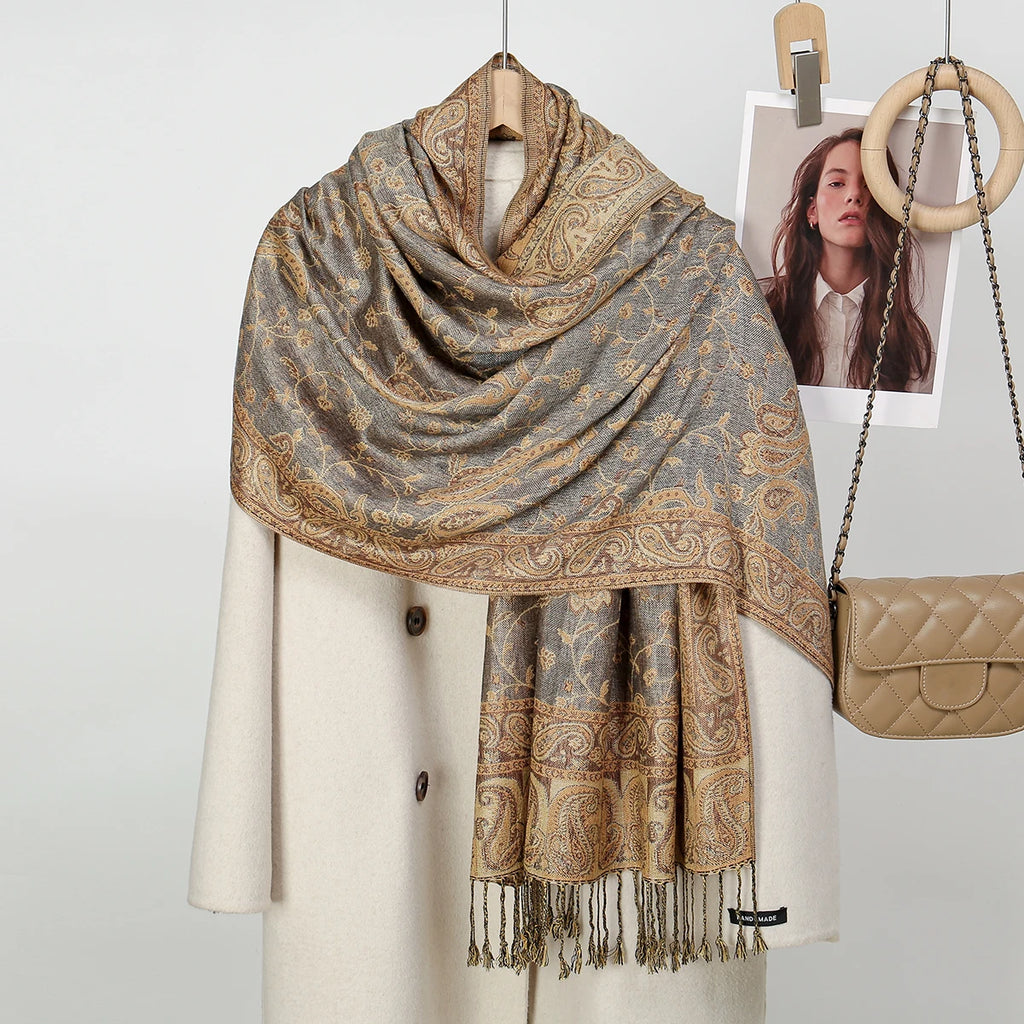 Wholesale Pashmina Scarf Wrap Paisley Jacquard Shawl Vintage Cotton Wrap