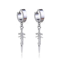 2PCS Stainless Steel Drop Hoop Earrings with Dragon Coil Sword Pendant - Punk Hip Hop Style for Men Women Daily Wear