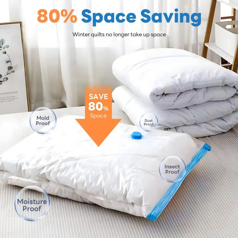 Vacuum Storage Bags for Clothes and Bedding - Space Saver Organizer with Pump