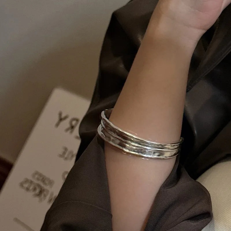 Sterling Silver Wide Bracelet for Women Handmade Vintage Jewelry Gift