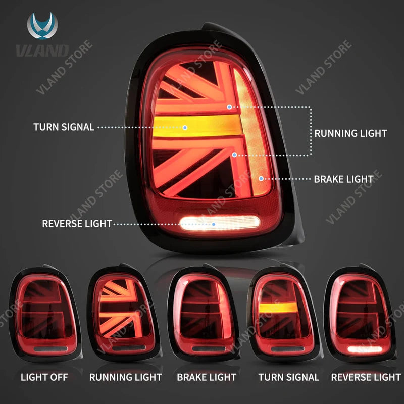 Full LED Taillights for Mini Cooper F55 F56 F57 - Sequential Turn Signal Upgrade