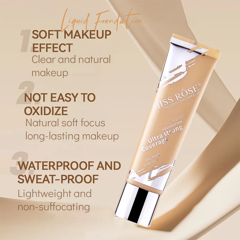 Oil-Control Long-Lasting Foundation Cream with Buildable Coverage for Sweat-Proof, Non-Fading Facial Makeup