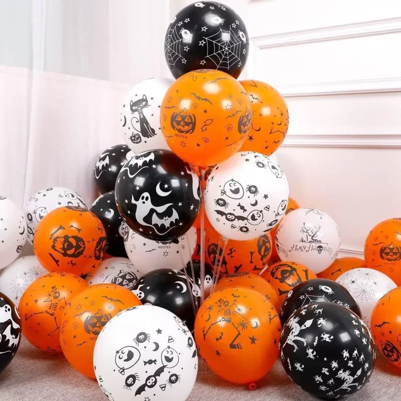Halloween Latex Balloons Set - Inflatable Ghost & Pumpkin Foil Balloons for Kids Party Decorations