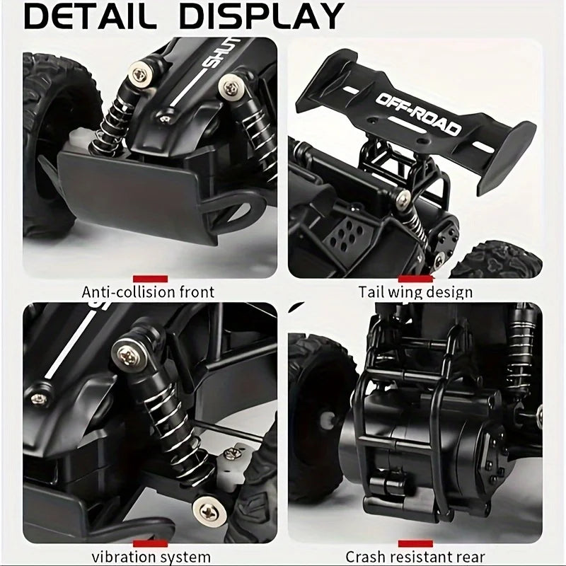 High Speed Off-Road RC Car 1:16 Alloy Buggy with LED Lights & Shock Absorbers