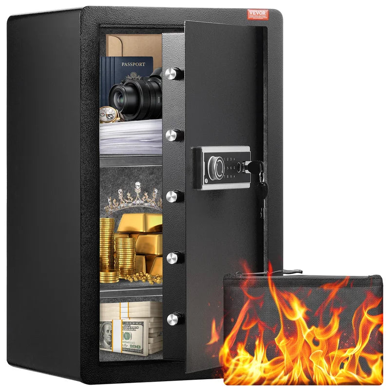 Secure Digital Safe Box with Key, Password & Fingerprint Lock - 4.0 Cu.Ft