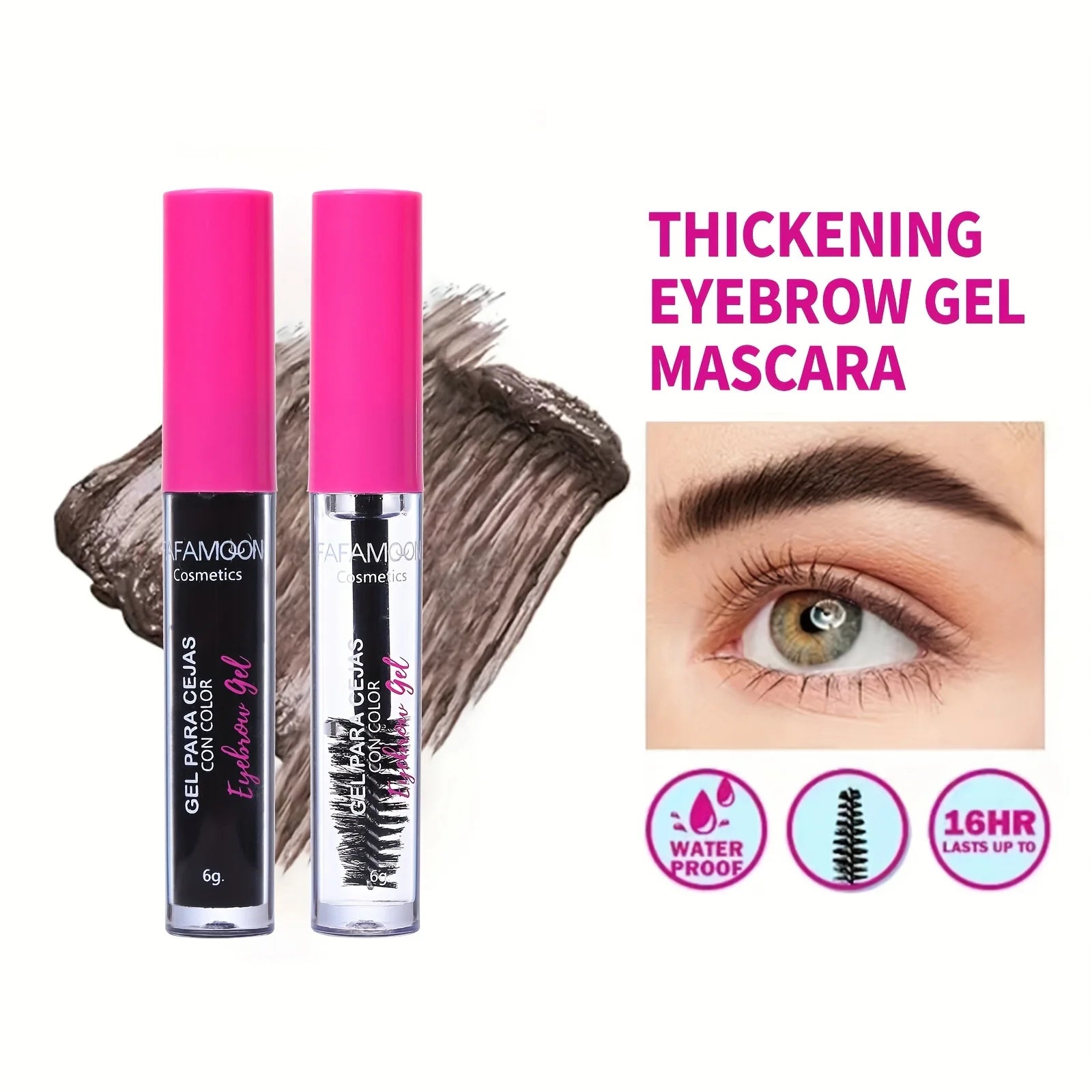 Waterproof Tinted Brow Gel Kit with Clear Brow Glue & Long-Lasting Finish