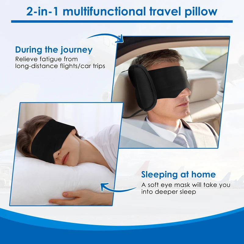 Travel Pillow with Eye Mask & Storage Bag - 360° Support Neck Rest