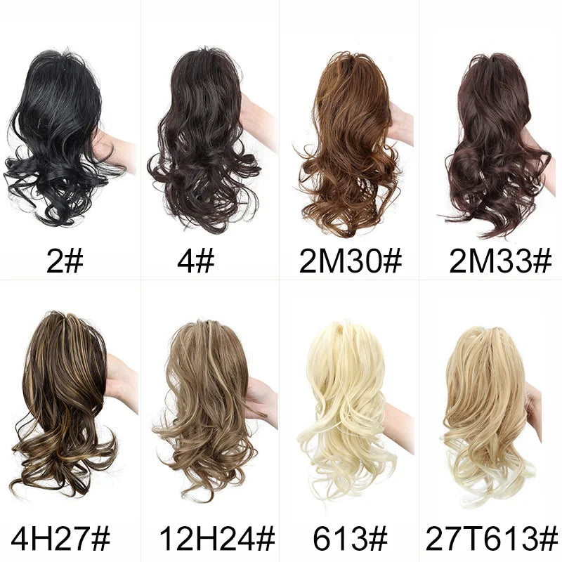 Synthetic Ponytail Claw Clip Extensions - Short Curly Hairpiece for Women