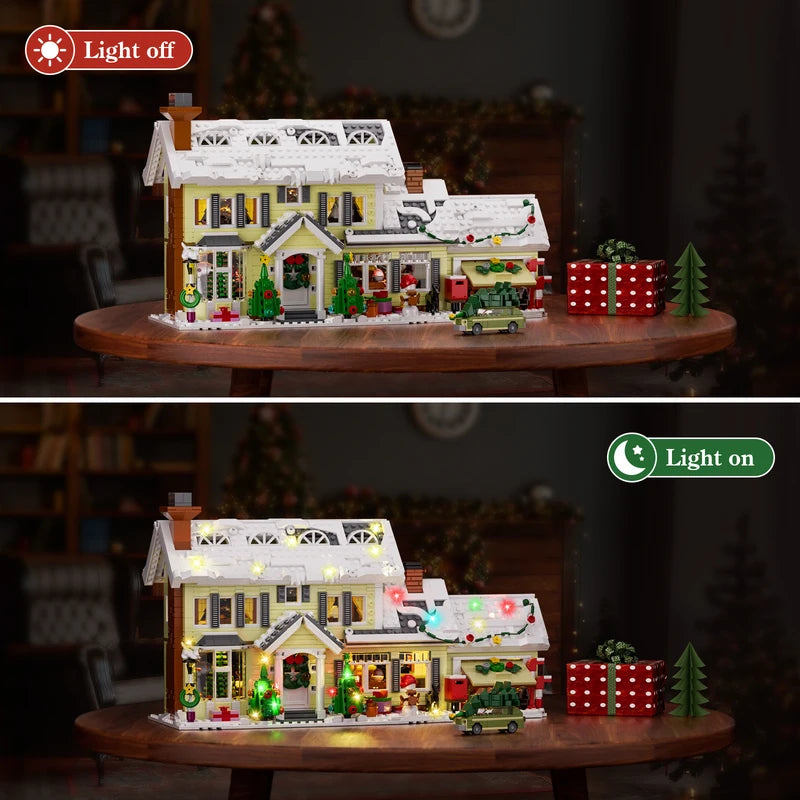 Christmas Village Building Set with Snow House and Car - 1484pcs Kids Holiday Toy