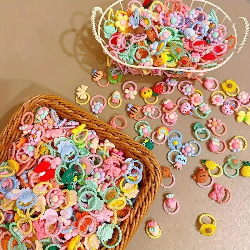 Kids Hair Bands 30pcs Non-Hurting Cartoon Animal Flower Fruit Hair Accessories