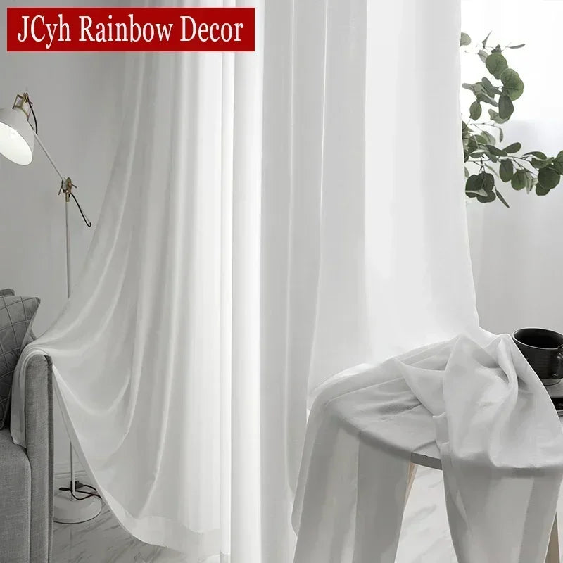 Semi Crushed Sheer Curtain Panels for Living Room & Bedroom, Multiple Sizes & Styles