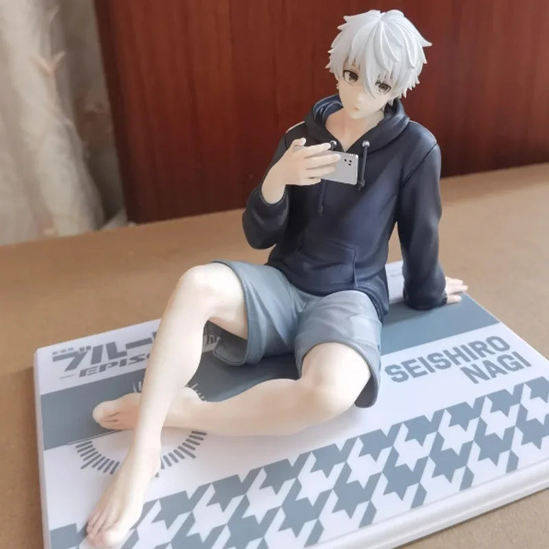 Action Figures 9cm Blue Lock Nagi Seishiro Repaint Sitting PVC Collectible Toy