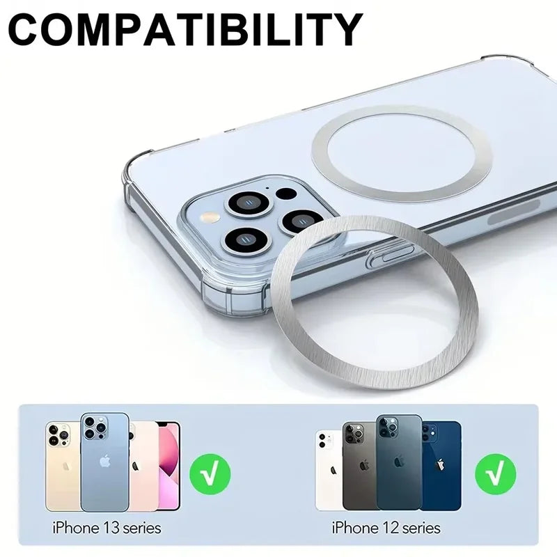Magnetic Adapter Ring for Wireless Charging - Universal Metal Plate for Phones