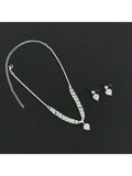 3pcs Zirconia Jewelry Set Earrings Necklace Clavicle Chain Light Luxury