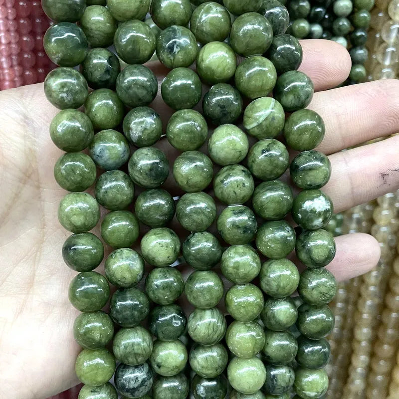 Natural Stone Green Jade Beads - Cylinder Square Irregular Faceted Round Spacer Beads for Jewelry Making
