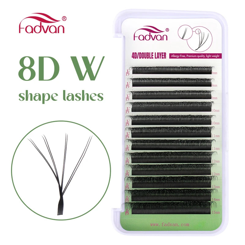 False Eyelash Extensions 8D W-Shaped Fans Soft Volume 0.07mm Mixed Lengths