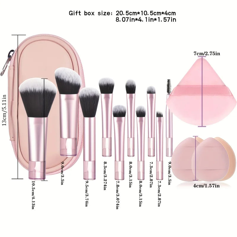 Mini Makeup Brush Set - Portable Travel Cosmetic Tool with Multiple Colors