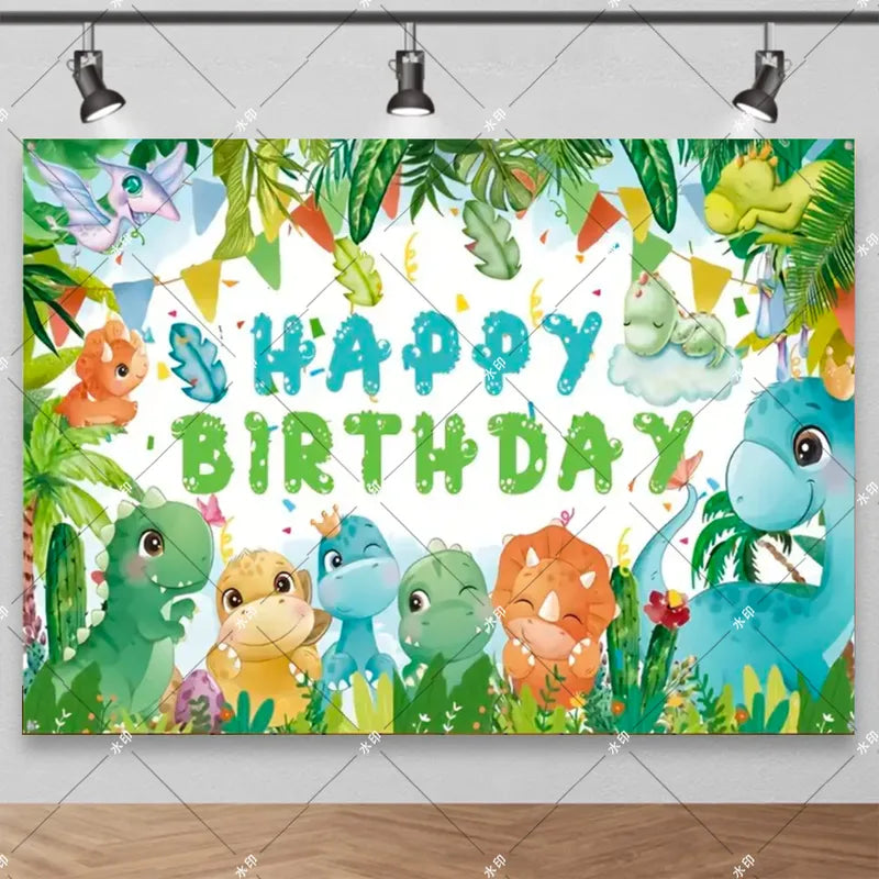 Children's Dinosaur Party Decorations Banner & Balloon Set for Kids' Birthday Celebration