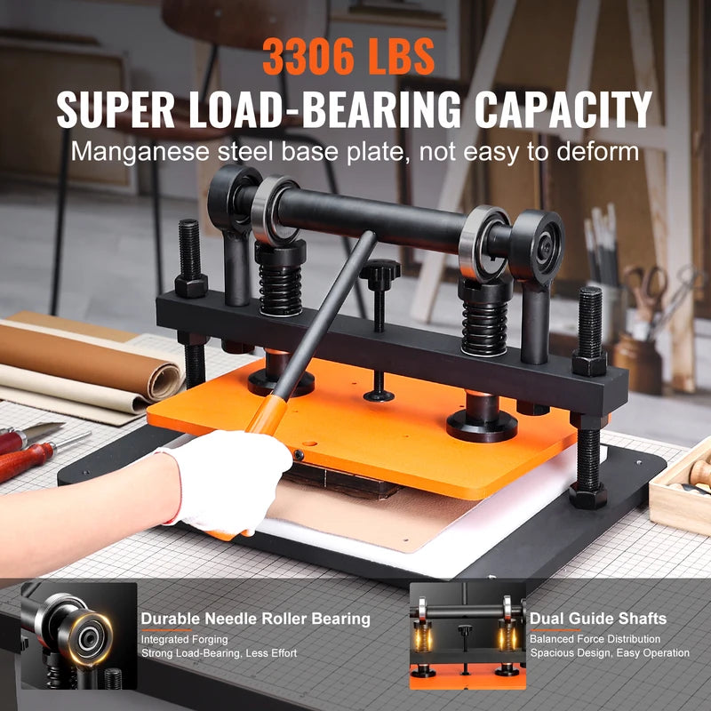 Leather Embossing Machine with Adjustable Pressure and Large Die Plate