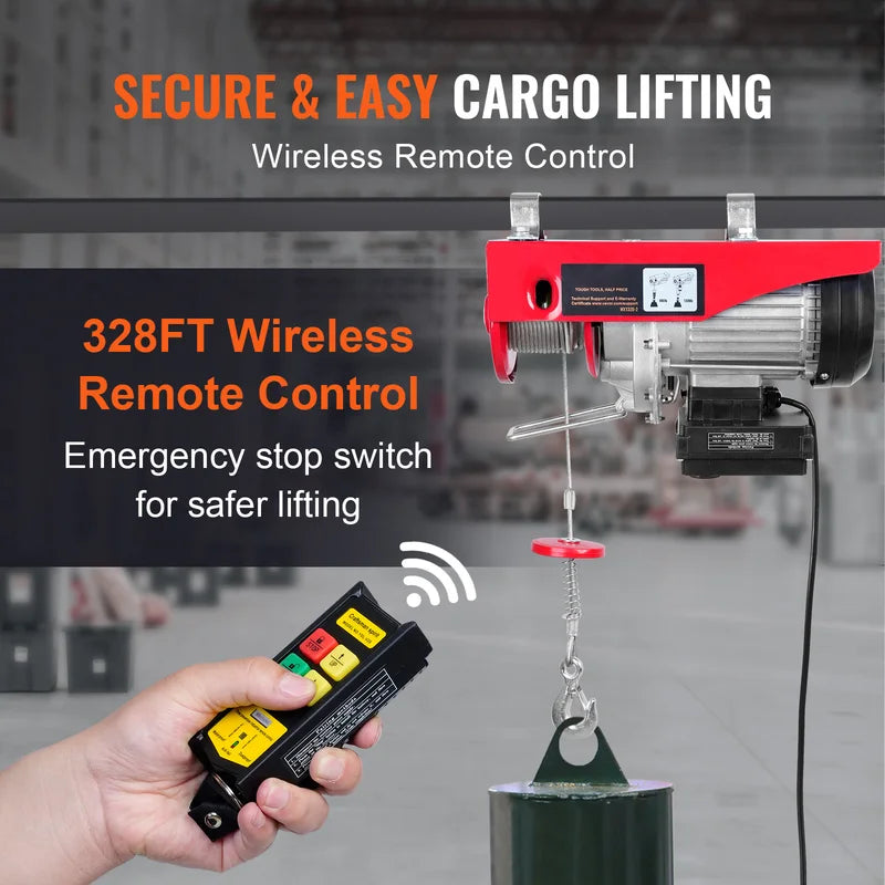 Electric Hoist 400-1000kg Crane Lifter with Remote Control for Garage, Boat, Car