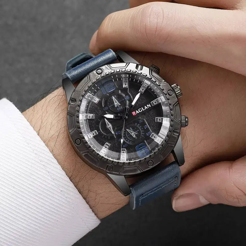Men's Fashion Leather Strap Quartz Watch Casual Business Wristwatch - Multiple Colors