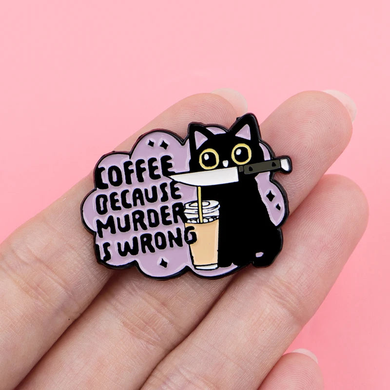 Black Cat Enamel Pin Lapel Badge for Bags & Clothing - Halloween Gift